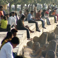 People on Wall